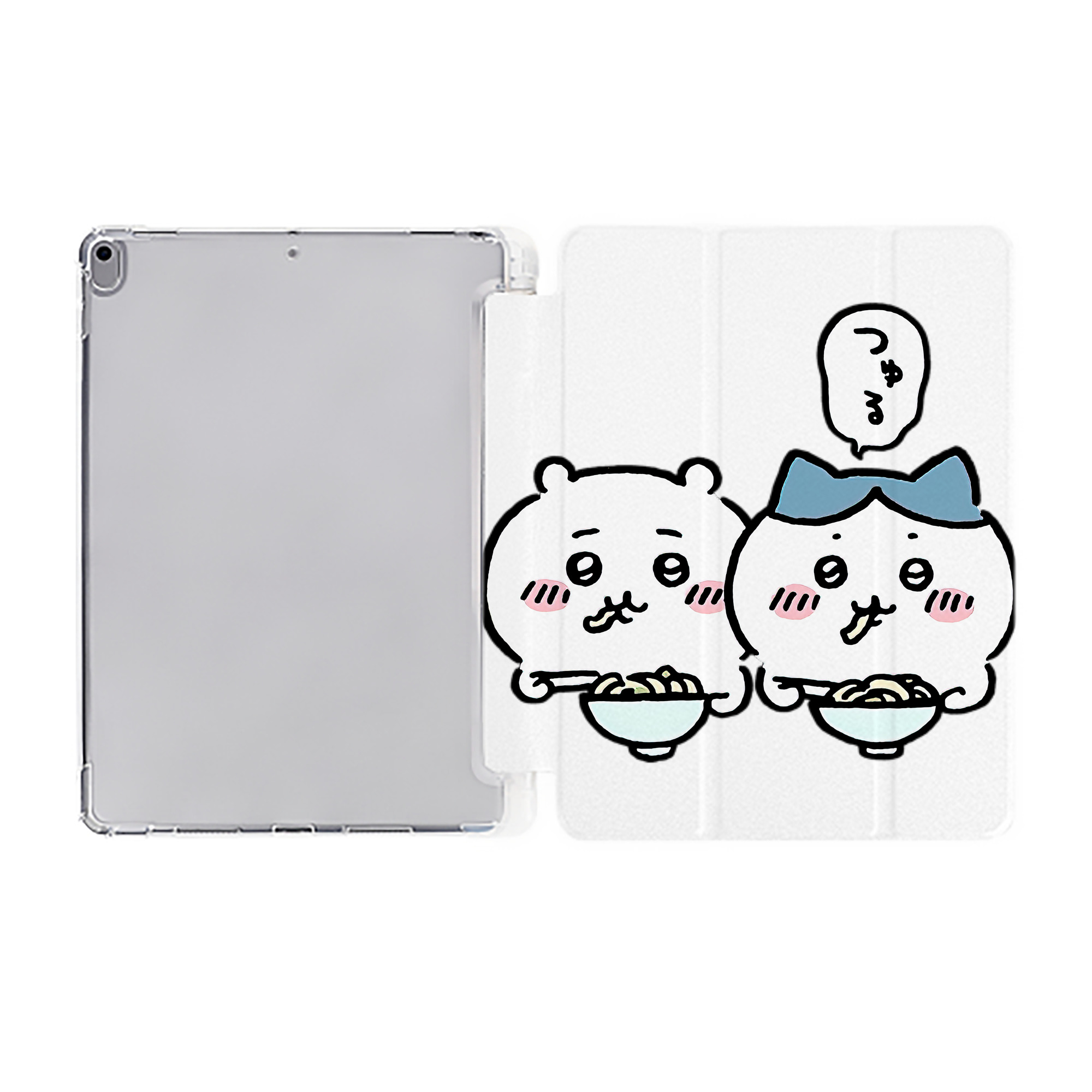 （画像用） ちいかわ ハチワレ Chii-kawa hachiware IPad ケース ペン収納付き 三つ折りスタンド PUレザー×シリコン 対応機種9.5/10.5/10.9インチ